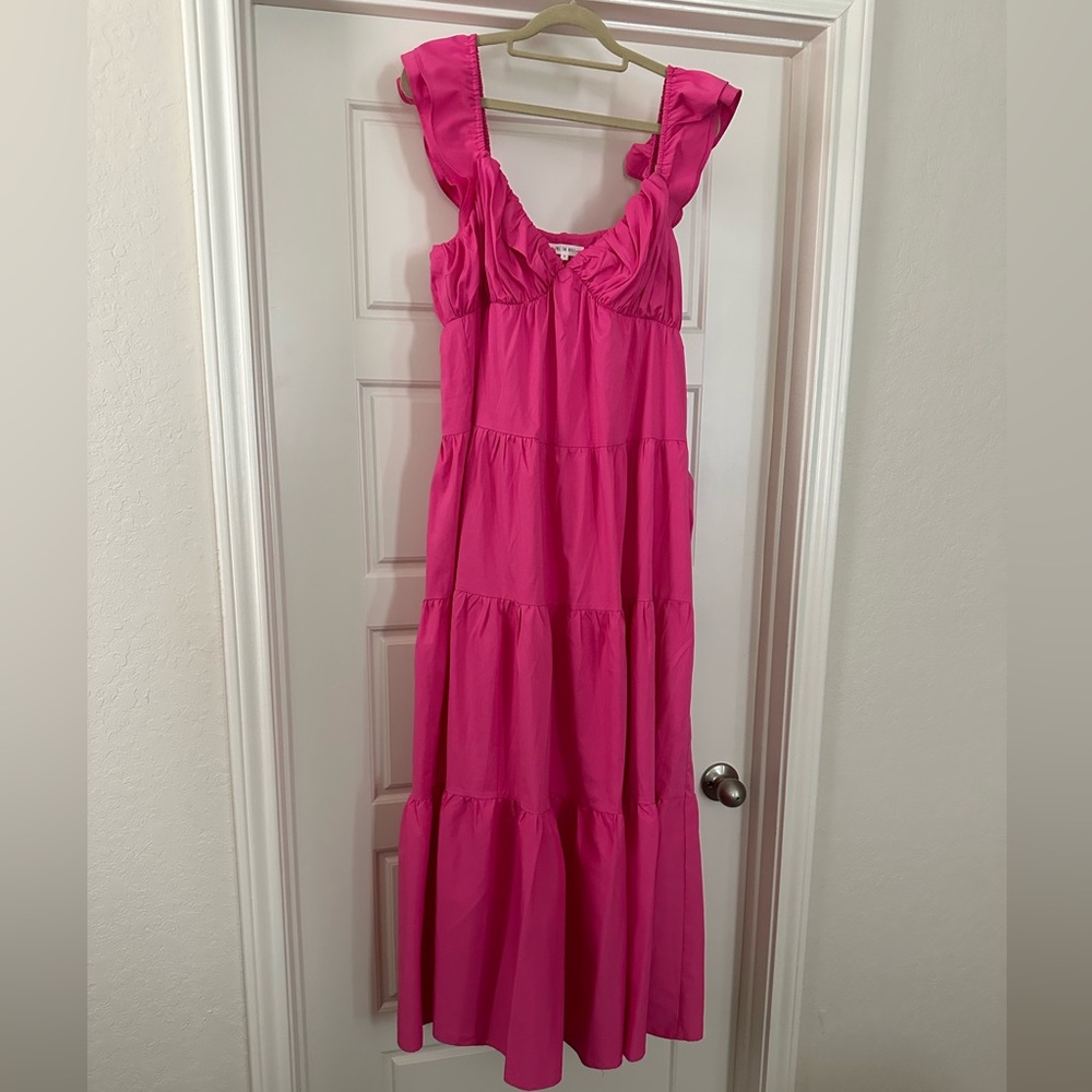 Free the Roses - pink ruffle sleeve maxi dress - SMALL- FROM VICI - WORN ONCE